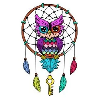 пример раскраски ловец снов и птичка сова