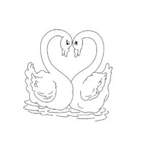 пример раскраски семейная пара лебедей