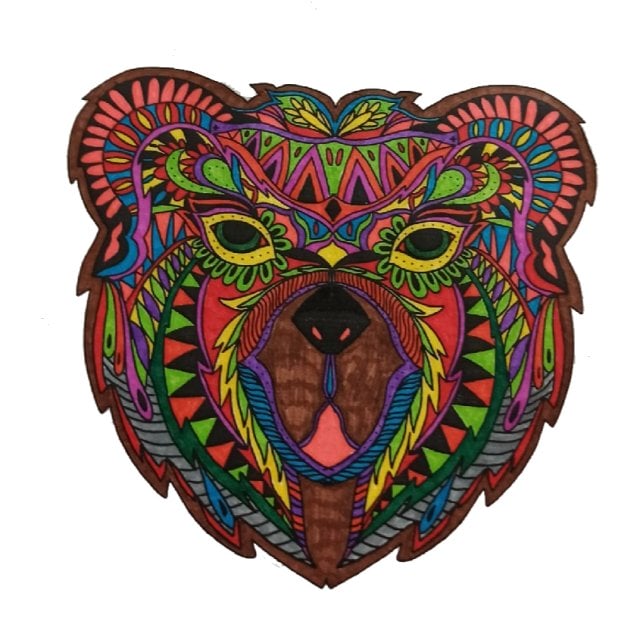 Цветной вариант раскраски голова медведя