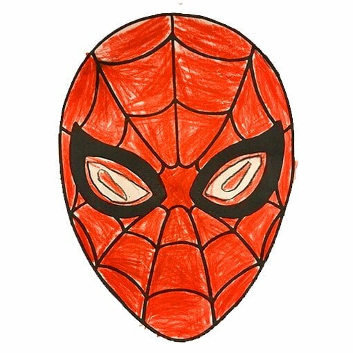 Цветной вариант раскраски маска супергероя
