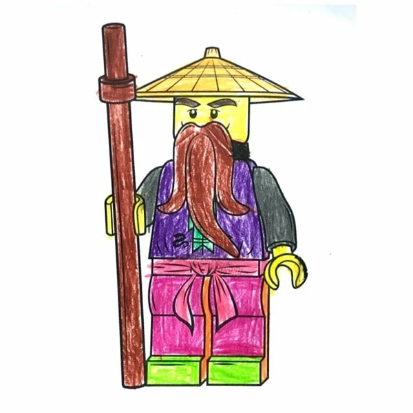 Цветной пример раскраски ниндзяго сенсей ву