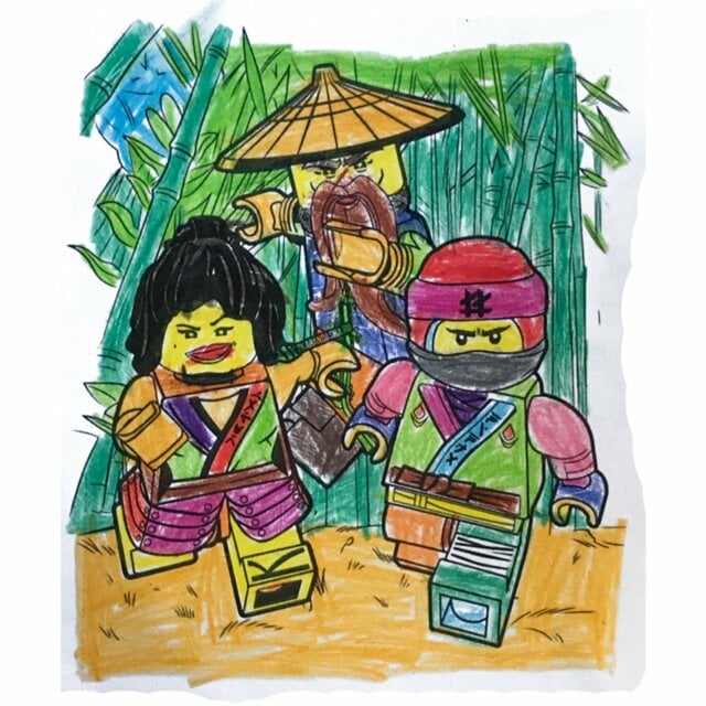 Цветной пример раскраски главные персонажи ниндзя