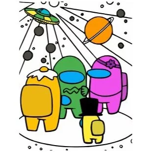Цветной пример раскраски амонг ас экипаж в космосе